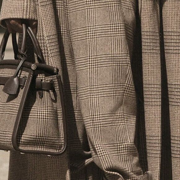 Ralph Lauren Collection ~ Fall 21 Isla Truffle & Morel Glen Plaid Wool Top Coat - Picture 11 of 17